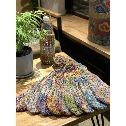 环保植物荨麻手工编织学生夏保温杯套可爱手工水杯套斜挎保护套