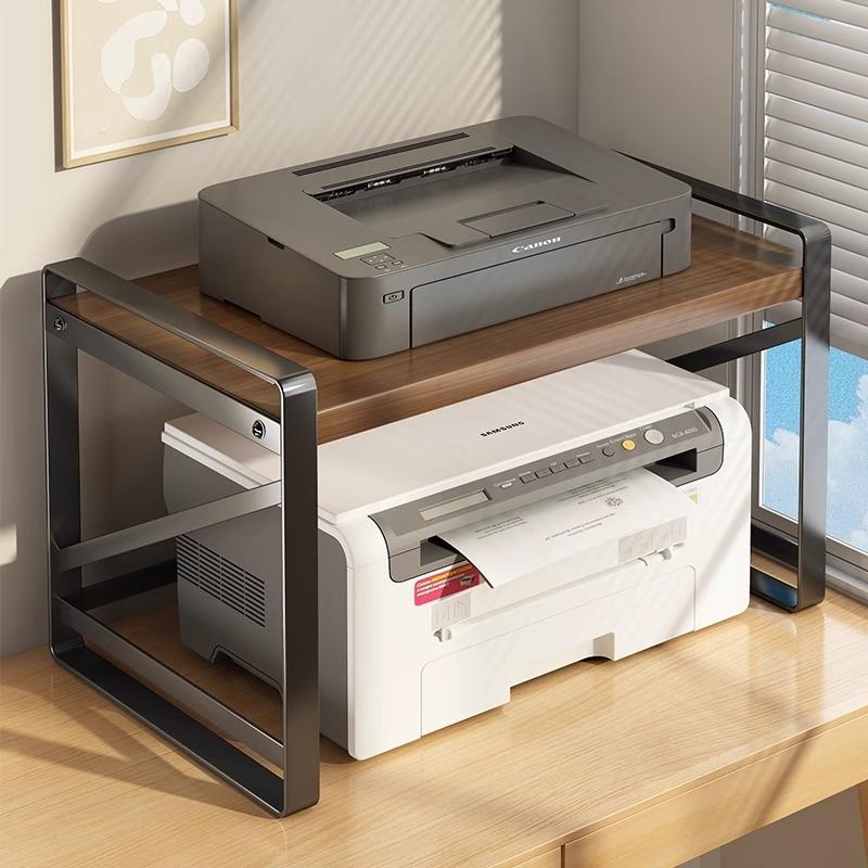 打印机架子桌面双层置物架办公室桌上主机收纳架分层承重台面加高