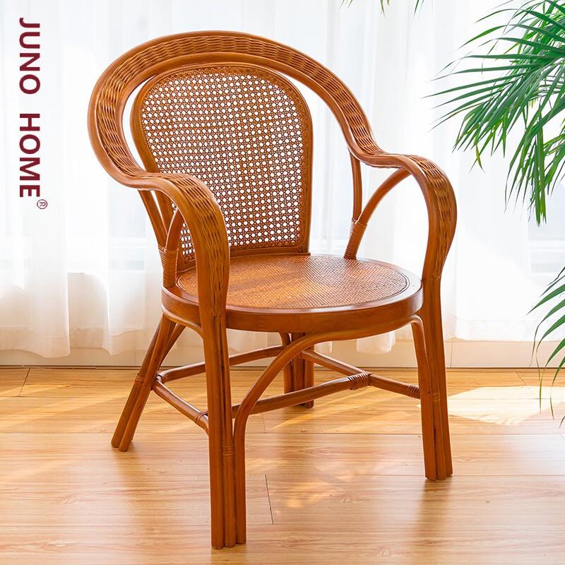 田园藤椅家用天然真藤编织阳台三件套休闲单人靠背腾椅子藤器室外