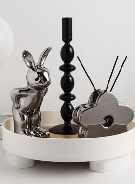 HANICE北欧ins简约收纳托盘轻奢设计感花瓶摆件香薰居家软装饰品