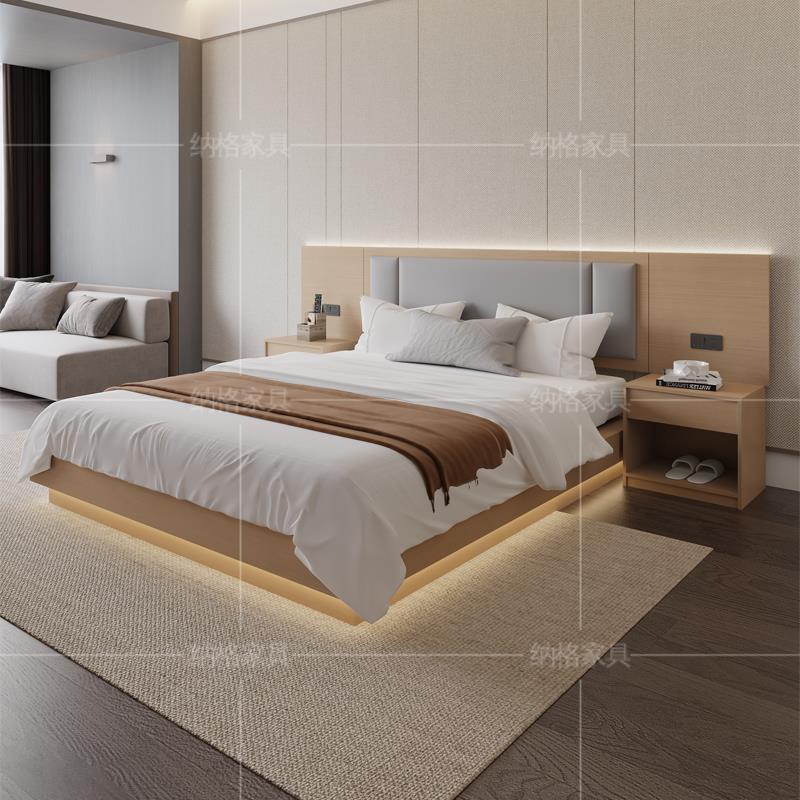 酒店家俱标间全套宾馆专用床民宿双人床全季客房定制公寓床箱厂家