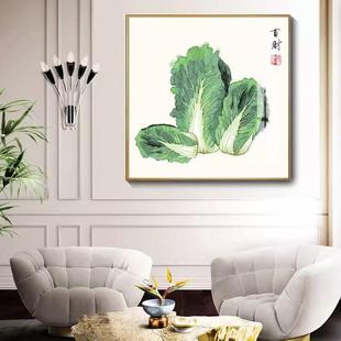 百财图白菜装 饰画招财镇宅风水挂画正方形入户玄关餐厅墙壁画晶瓷