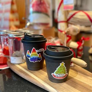 圣诞节纸杯一次性咖啡杯带盖奶茶杯冬天打包热饮杯子定制纸杯龙年