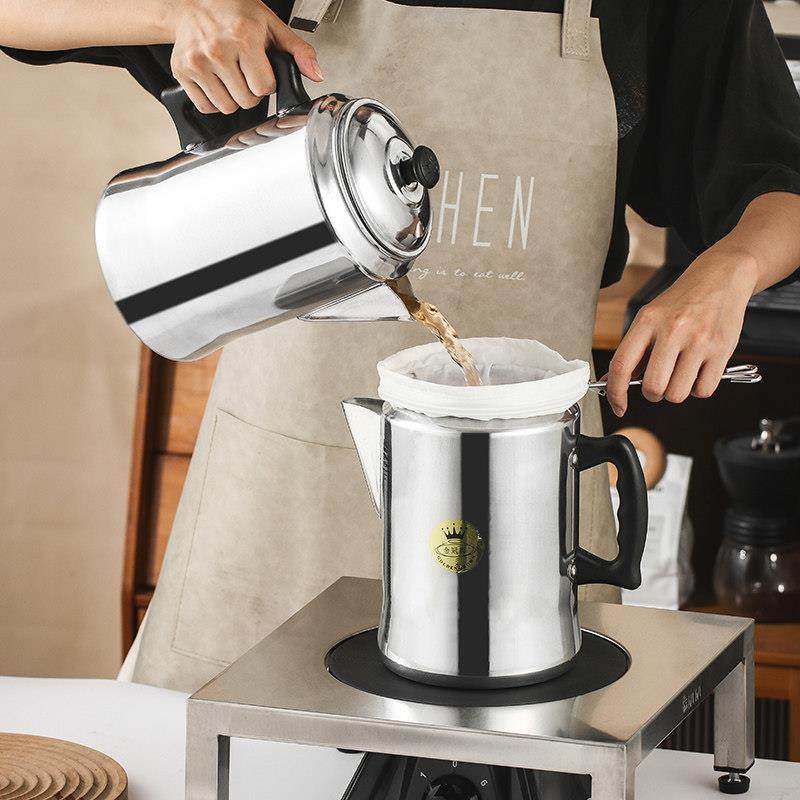 港式奶茶拉茶壶丝袜专用煮茶冲茶壶钢圈过滤拉茶袋加厚铝茶壶3L