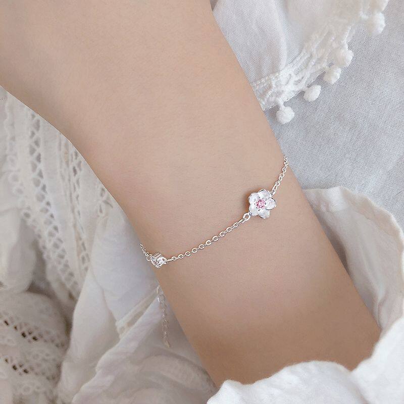 粉钻樱花手链ins小众设计感小清新森系夏日时尚手环女韩版潮
