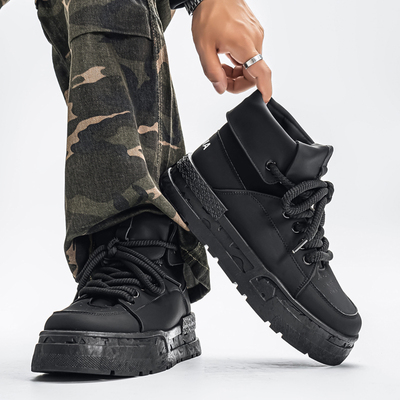 男鞋秋冬新款个性厚底两穿马丁靴