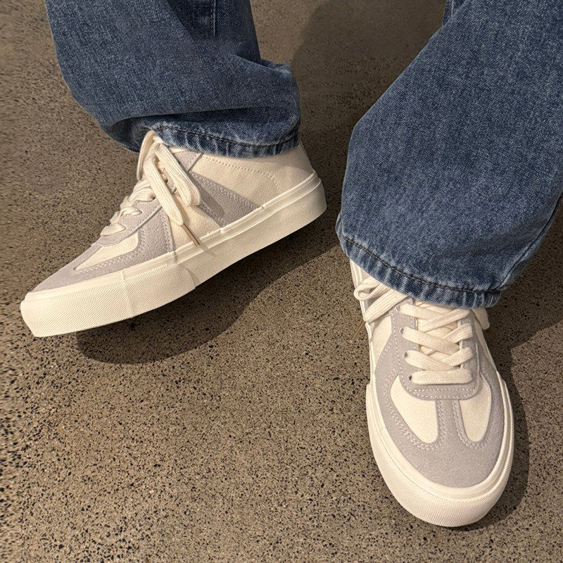 米色复古德训板鞋男款韩版潮流百搭低帮休闲男士帆布鞋男鞋子潮鞋,运动鞋new,板鞋,淘宝优惠券,粉丝福利购,淘宝优惠卷