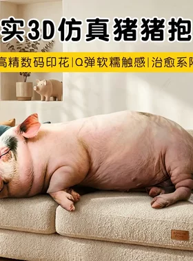 写实3D仿真猪猪抱枕女生睡觉玩偶