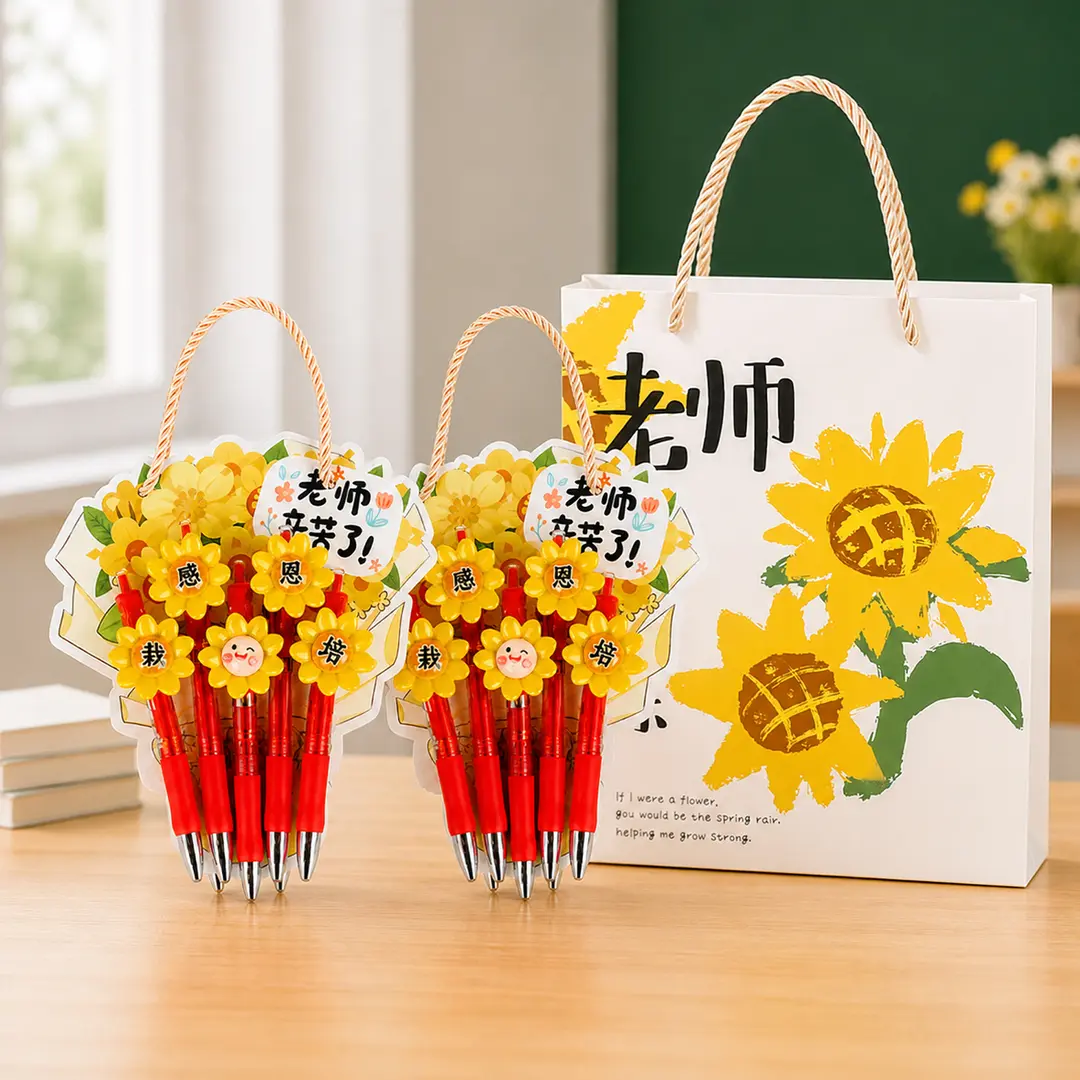 教师节礼物花束笔创意花朵红笔
