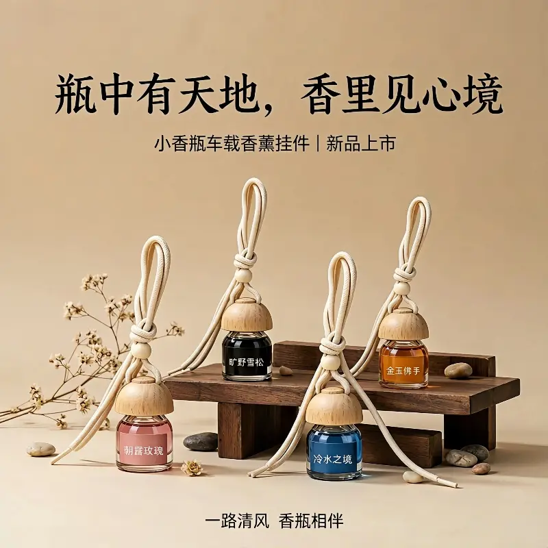 小香瓶车载香薰小风铃香氛挂件