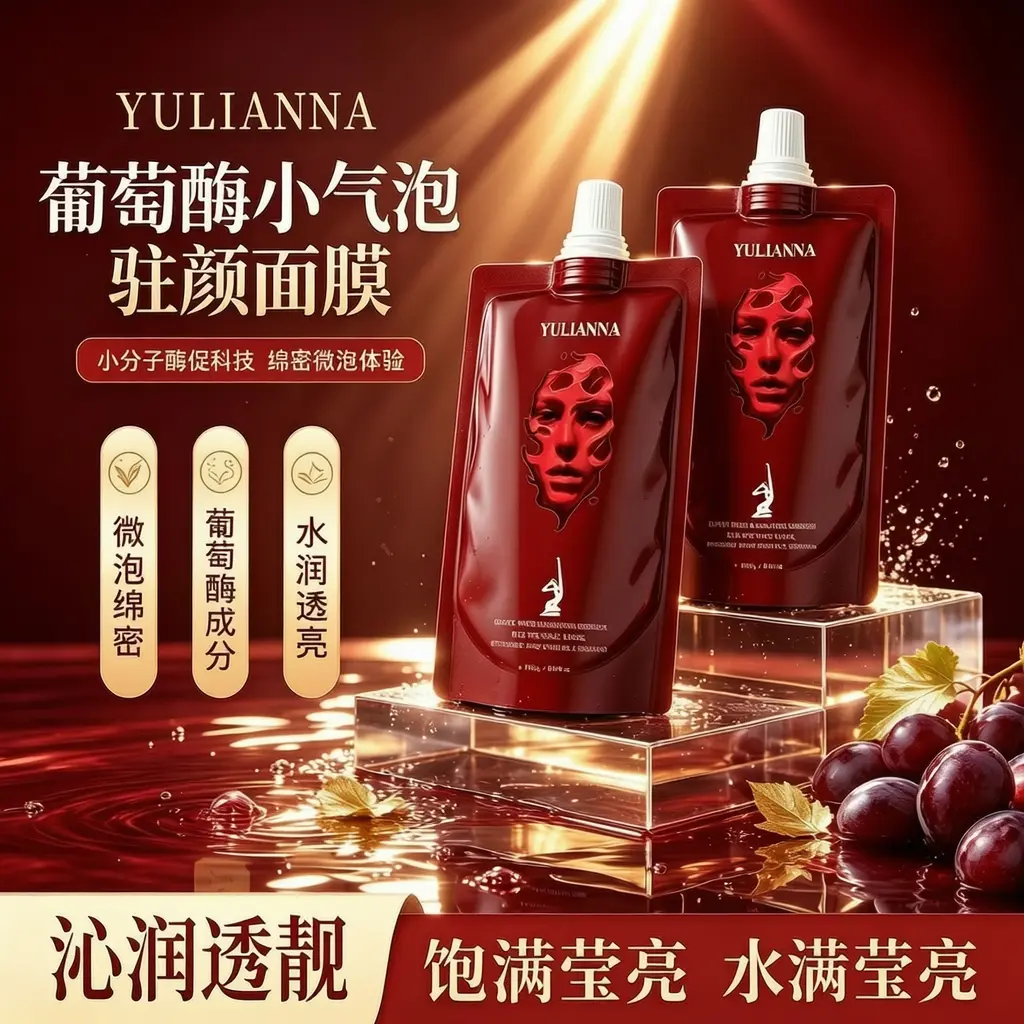 雨莲娜葡萄酶小气泡驻颜面膜水润