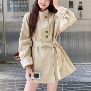 卡其色短款立领风衣女秋2026新款小个子巨好看的高级感英伦风外套