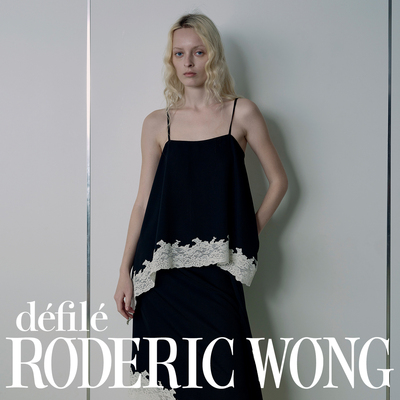 RODERICWONG蕾丝拼接吊带