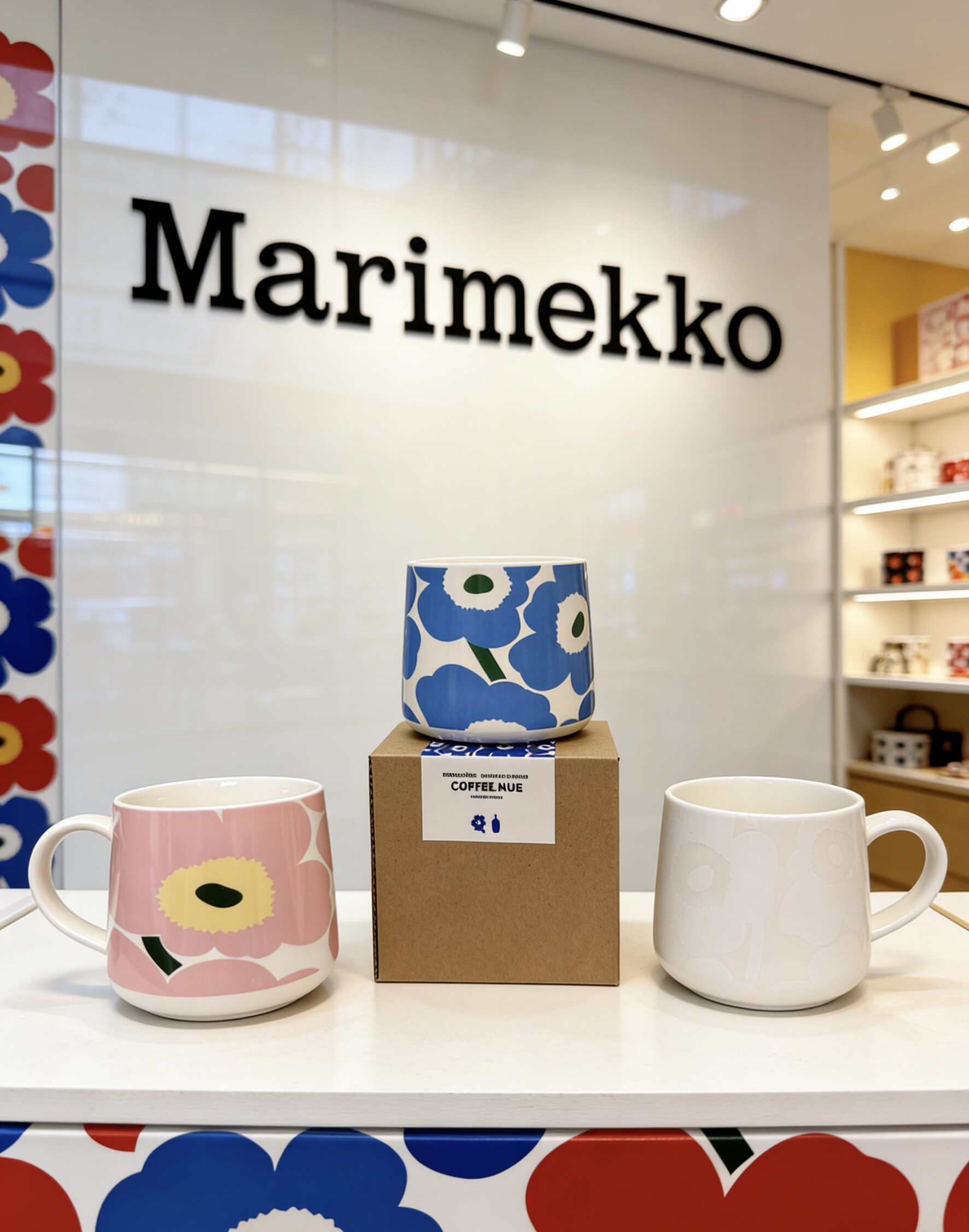 芬兰Marimekko咖啡杯马克杯家用水杯陶瓷手握马克杯湖蓝色360ml