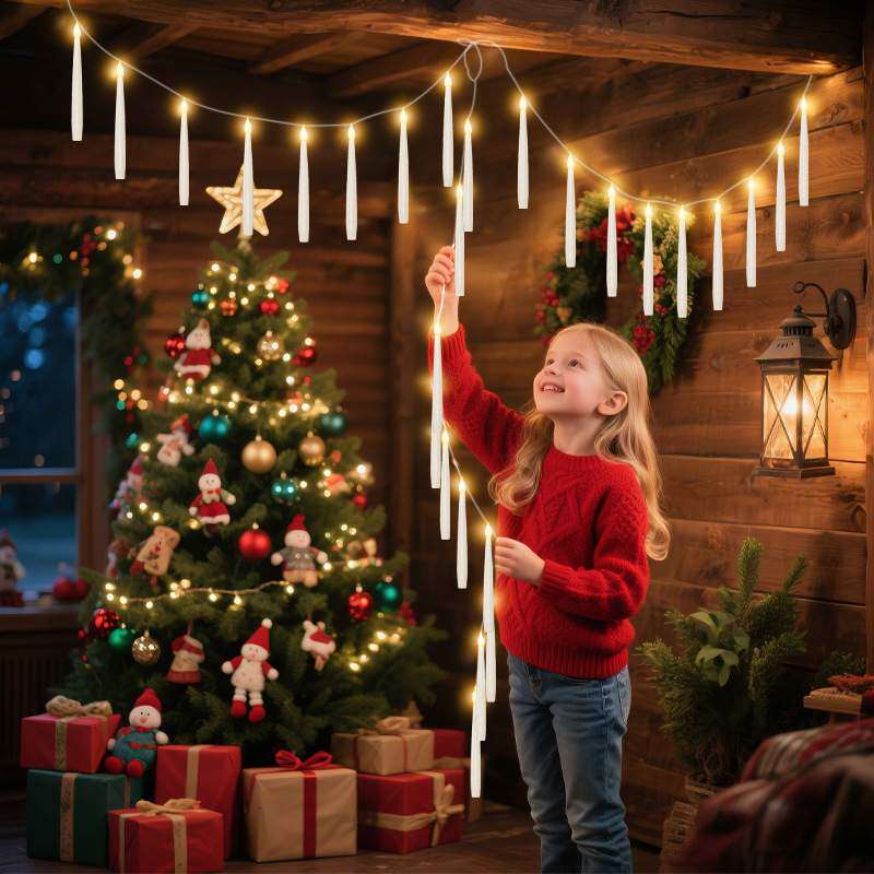 亚马逊新款LED蜡烛灯悬挂定时电子蜡烛灯串蜡烛 户外露营氛围灯串