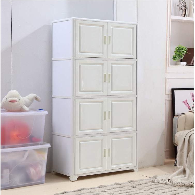 65宽多层铝合金开门式收纳柜衣物被子整理柜简易储物柜杂物柜衣柜