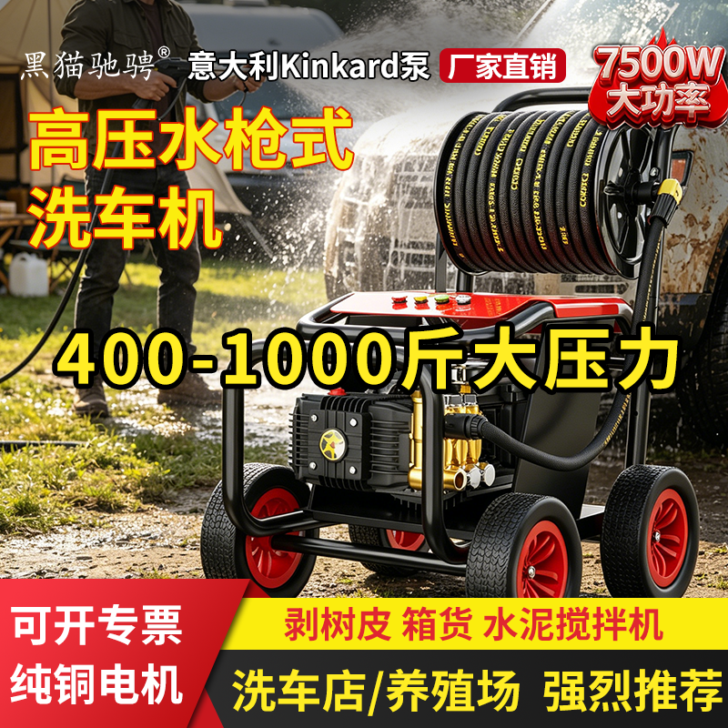 黑猫驰骋高压水枪式洗车机商用超高强压力2026新款增压品牌泵头榜