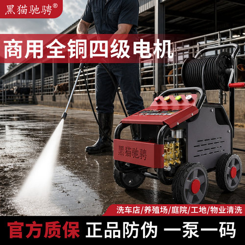 黑猫驰骋大功率清洗机高压洗车机220V养殖场冲洗机高压水枪刷水泵