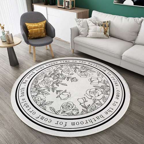 圆形地毯ins风简约客厅卧室浴室门口防滑加厚仿羊绒地毯进门地垫