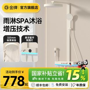 钢琴按键家用卫生间数显大置物台精铜花洒 金牌卫浴淋浴花洒套装