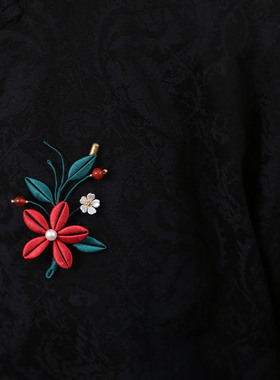 衣服别针装饰一字插针国风花朵胸针红色缠花胸花结婚新娘秀禾配饰
