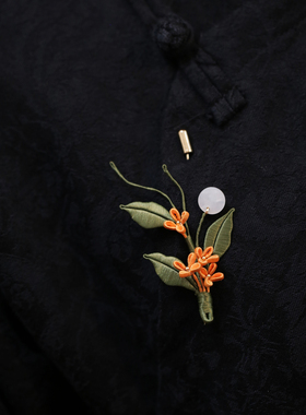 中式缠花桂花衣服胸针旗袍配饰品