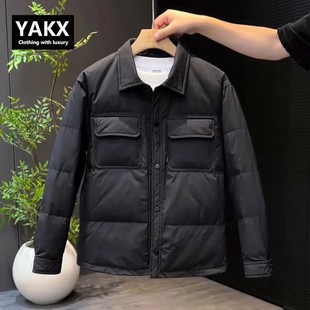 高端轻薄羽绒服男士冬季2025新款爆款商务翻领工装白鸭绒外套男款