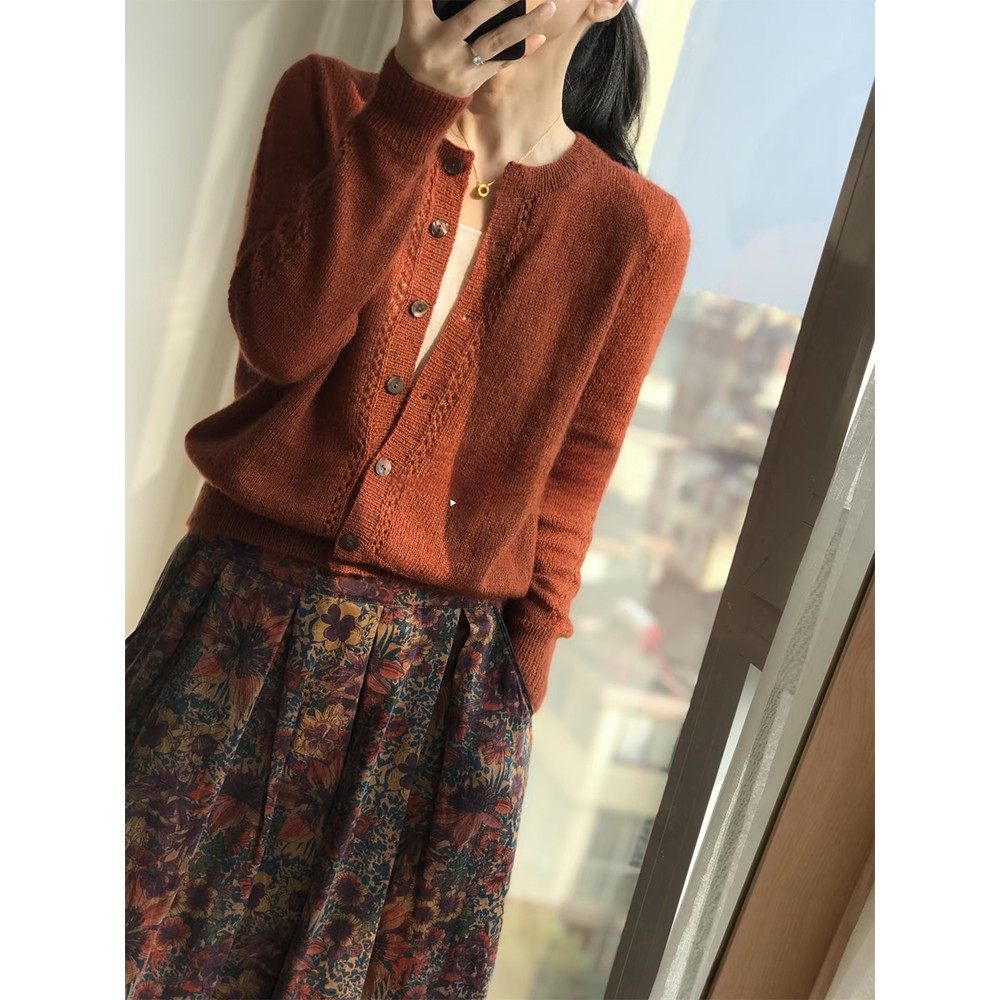 2025秋季圆领镂空开衫女纯山羊绒衫欧货高端针织秋冬软糯毛衣外套,女装/女士精品,毛针织衫,淘宝优惠券,粉丝福利购,淘宝优惠卷