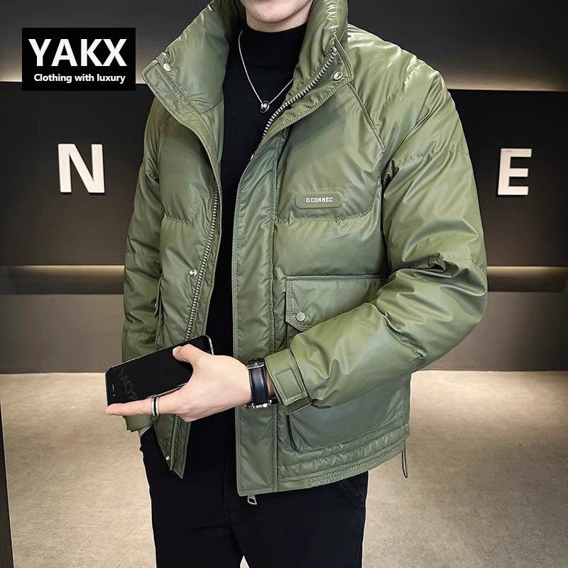 高端皮羽绒服男士冬季2025新款男装潮牌短款冬装加厚立领外套男款