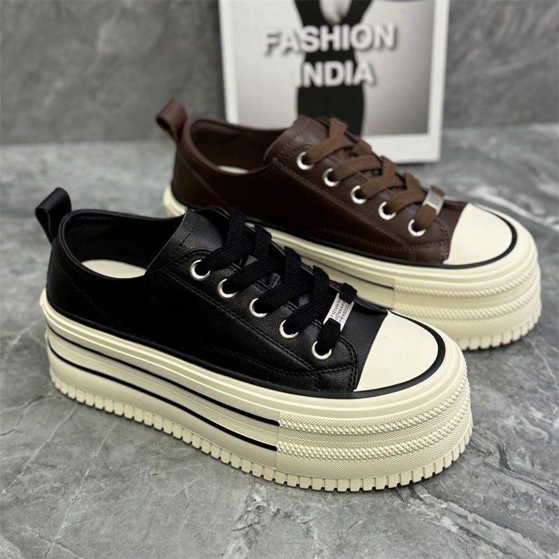 欧货真皮厚底6cm板鞋女2025秋冬新百搭小众加绒二棉休闲鞋松糕鞋,女鞋,时尚休闲鞋,淘宝优惠券,粉丝福利购,淘宝优惠卷