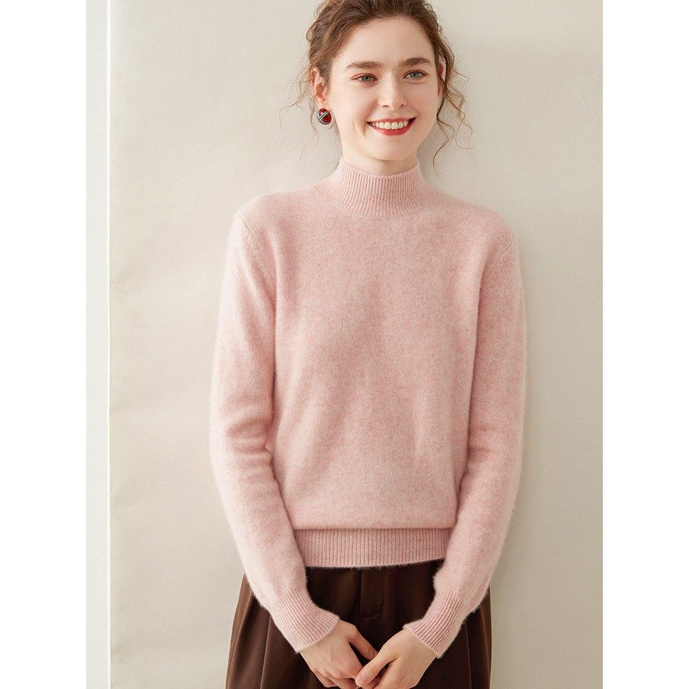 软糯亲肤！冬季半高领羊绒衫女加厚纯色山羊绒宽松毛衣针织打底衫