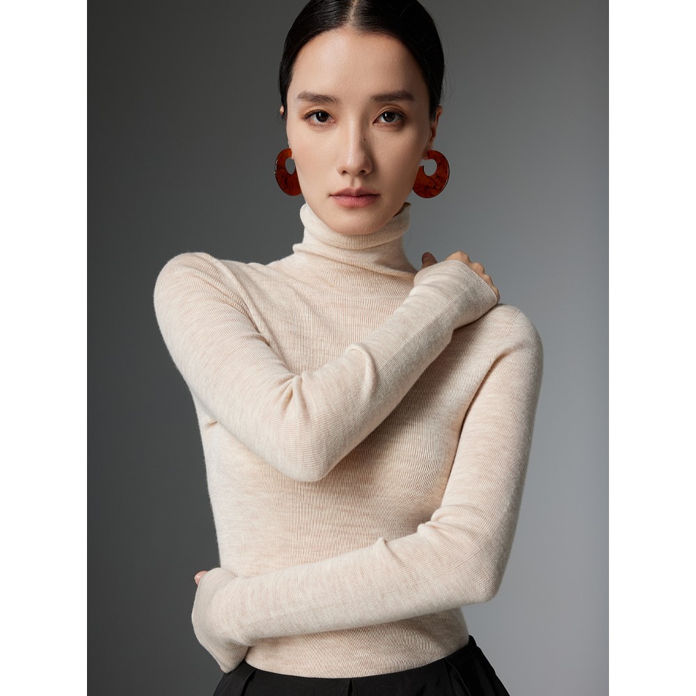 24秋冬新款可机洗无缝18针精纺高领羊毛衫女秋冬上衣针织打底毛衣