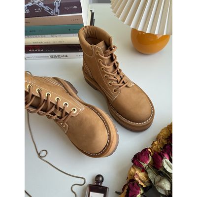 须臾重工踢不烂大黄靴真皮马丁靴女士厚底圆头工装短靴子秋冬新款