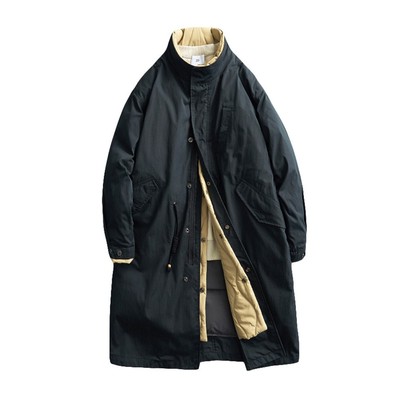 MUSONMU羽绒服男冬季加厚中长款日系假两件保暖大衣工装防寒外套