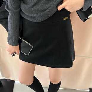 法国Rouje Dsyle高腰a字短裙女半身裙复古防走光显瘦一步包臀裙子