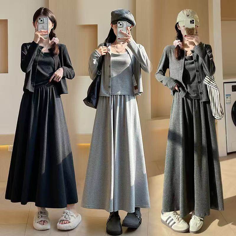 2025新款时尚休闲女士套装高级显瘦开衫气质半身裙针织吊带三件套,女装/女士精品,时尚套装,淘宝优惠券,粉丝福利购,淘宝优惠卷