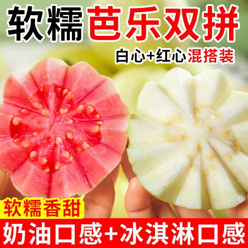 芭乐双拼黄金奶油白芭乐+软糯红心芭乐组合5斤番石榴软糯鸡屎果
