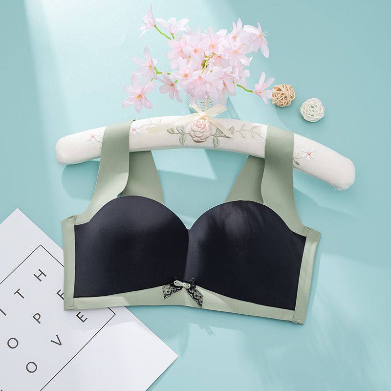 撞色大码乳胶内衣女软钢圈全罩杯薄款大胸显小收副乳调整型文胸罩