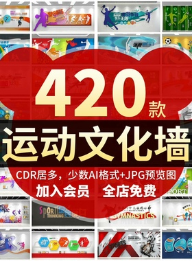 校园操场围墙瑜伽舞蹈体育运动健身房文化墙体育馆形象背景墙素材