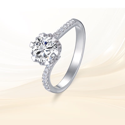 千安珠宝 18K金培育钻石戒指女轻奢高级感扭臂群镶一克拉钻戒求婚