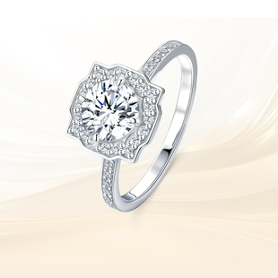 千安珠宝 18K金培育钻石戒指女轻奢高级感一克拉Bella求婚真钻戒