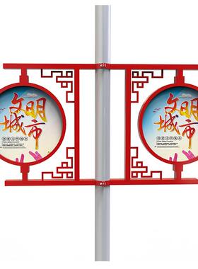 户外CPI灯杆灯箱双道电杆线杆发光灯箱LED面悬旗挂式路灯灯箱广告