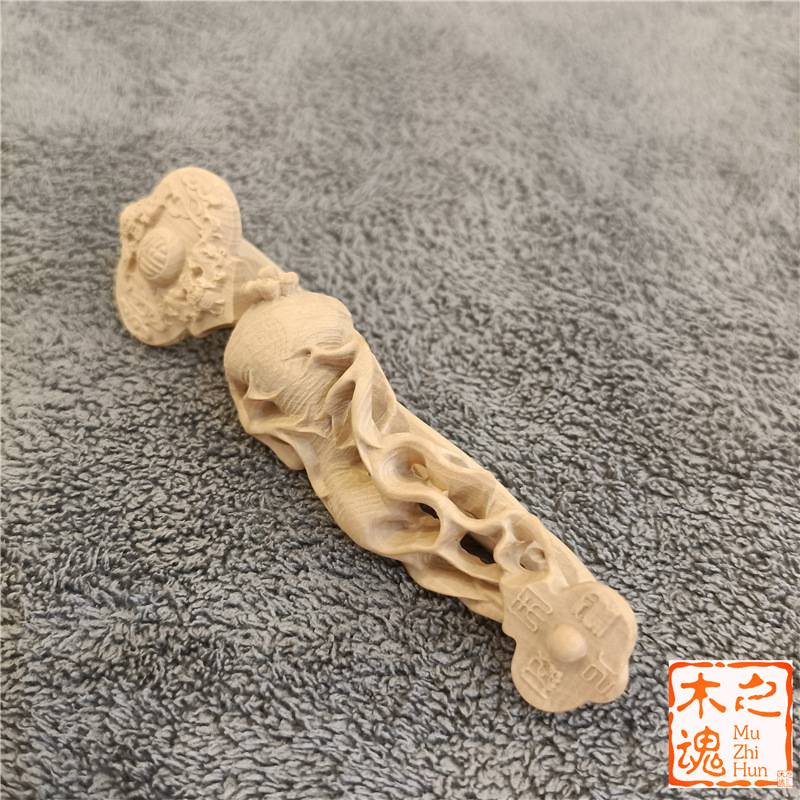 小叶黄杨木雕刻手把玩件男士随身文玩人参如意汽车挂件装饰工艺品