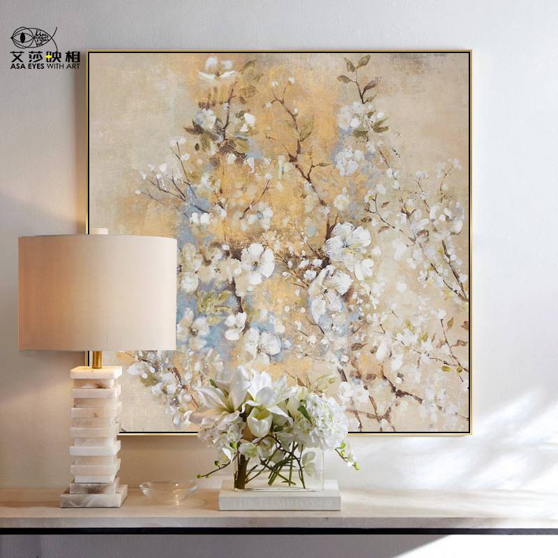 顺丰手绘油画简约美式轻奢立体花卉装饰画玄关画餐厅走廊挂画挂画图片