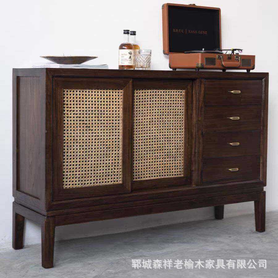 新室中式实木餐边KRB柜老榆木卧藤室斗柜编储物收纳柜茶茶水边柜,家装主材,卫浴五金组合套装/挂件套餐,淘宝优惠券,粉丝福利购,淘宝优惠卷