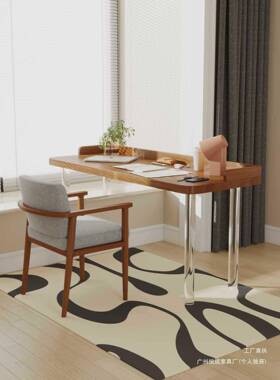 实木悬浮飘窗QAW书桌定制短克力高低脚儿童家学习桌子长腿用亚电