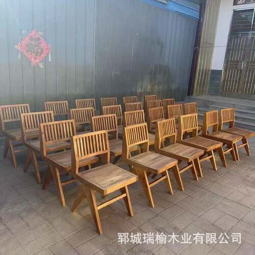 老榆木昌迪加尔椅木单人阳台实凳民宿酒店做旧闲K21323装饰休拍摄