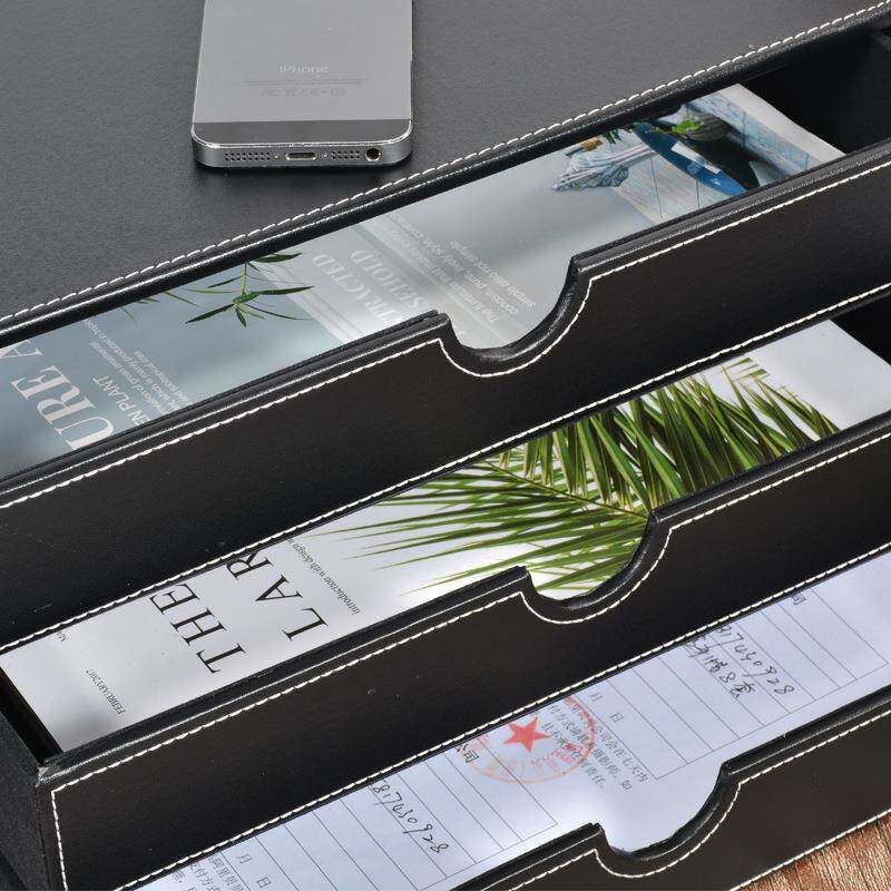 商务办桌面文件收纳柜创意办公公JAU桌皮质4文件柜屉带抽A抽屉柜