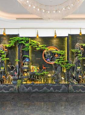 循假山水景件庭院水幕墙屏风店别墅玄AGB关环流水墙酒鱼池摆喷泉