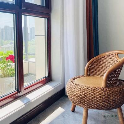 家用藤编藤椅阳台客厅椅子榻靠米矮背椅单人圆小形成F96778J8人编